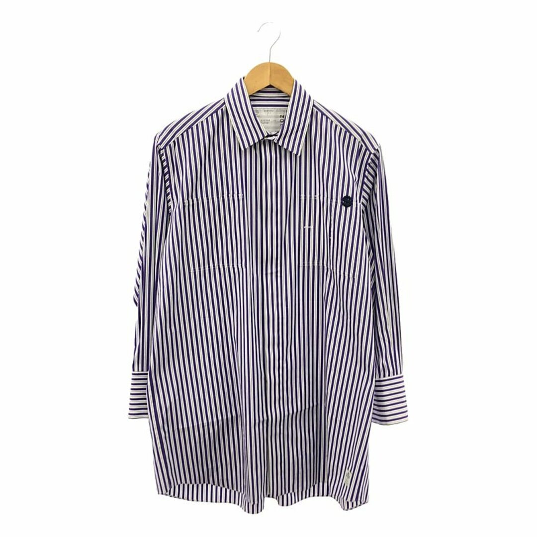 サカイ　Sacai THOMAS MASON ストライプポロシャツ　最終価格 23SS THOMAS MASON COTTON POPLIN SHIRT ストライプ 2 ブルー