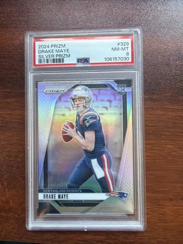 2024 Panini Prizm - Rookies Drake Maye #329 Silver Prizm (RC)psa8