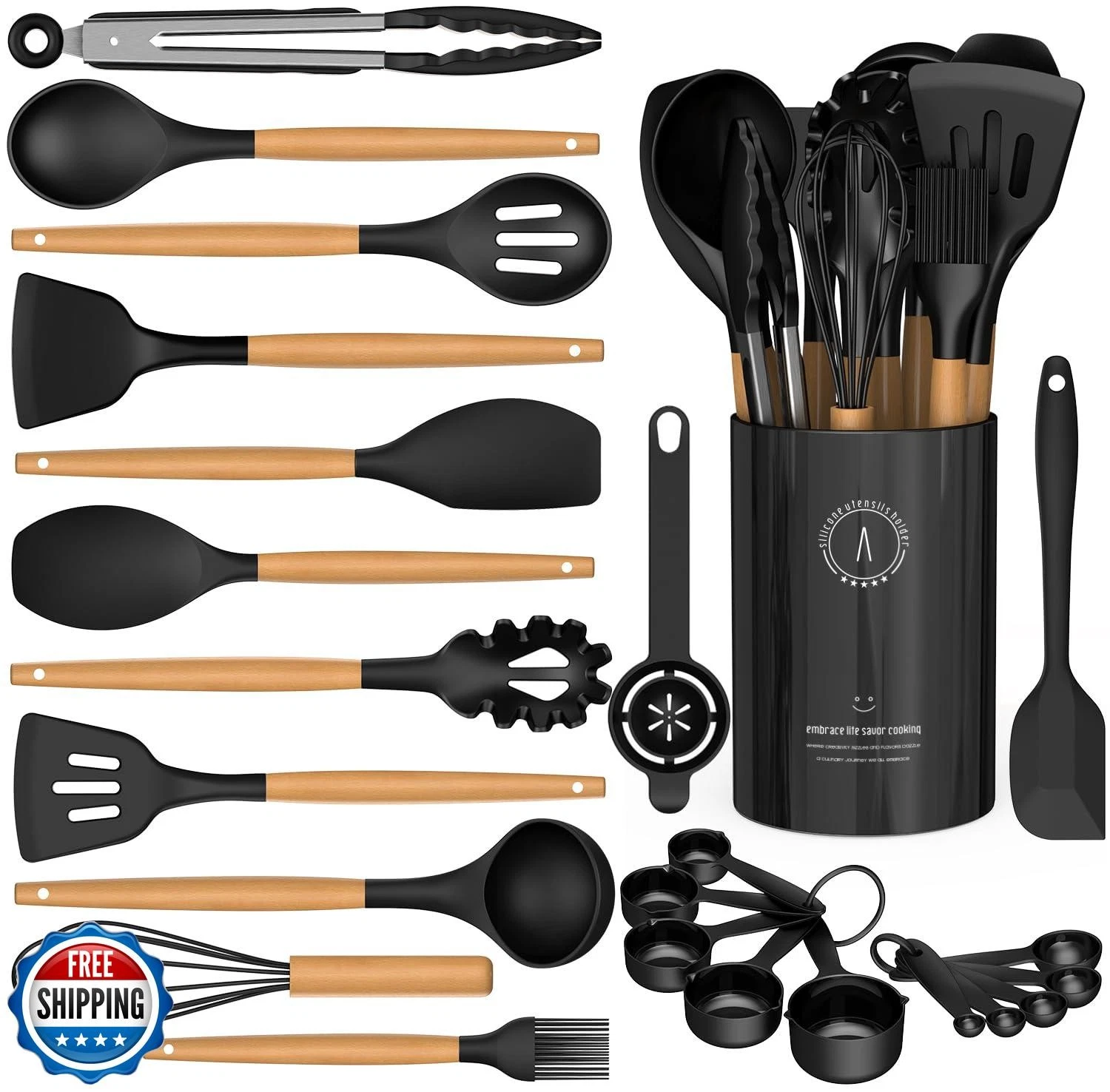 Silicone Cooking Utensils Set - Silicone Kitchen Utensils for Coo