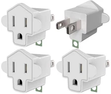 4 Pack 3 Prong to 2 Prong Adapter Grounded Adapter Plug Converter for Household