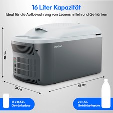 MEDION Kühlbox mit Wärmefunktion  16L 12V/230V/USB für Auto Camping & Festivals