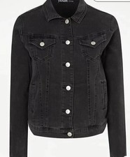 Nwt black stretch denim jacket size 12