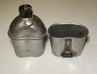 WWII WW2 US Military Steel 1945 Canteen With 1953 Cup