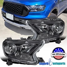 Fits 2019-2022 Ford Ranger Headlight Halogen Black 19-21 Ranger XL XLT Head Lamp