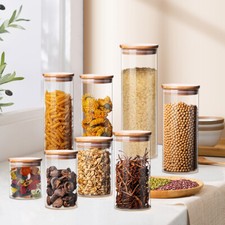 Vorratsglas Vorratsgläser Vorratsdosen Glasbehälter mit Bambus Deckel 10 Größen