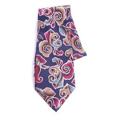 Adolfo Couture Silk Tie Blue Red Floral Paisley Vintage Luxury Menswear