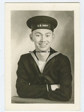 Young Sailor US Navy Cap - Portrait circa World war Two WWII 3 1/2 x 5" photo