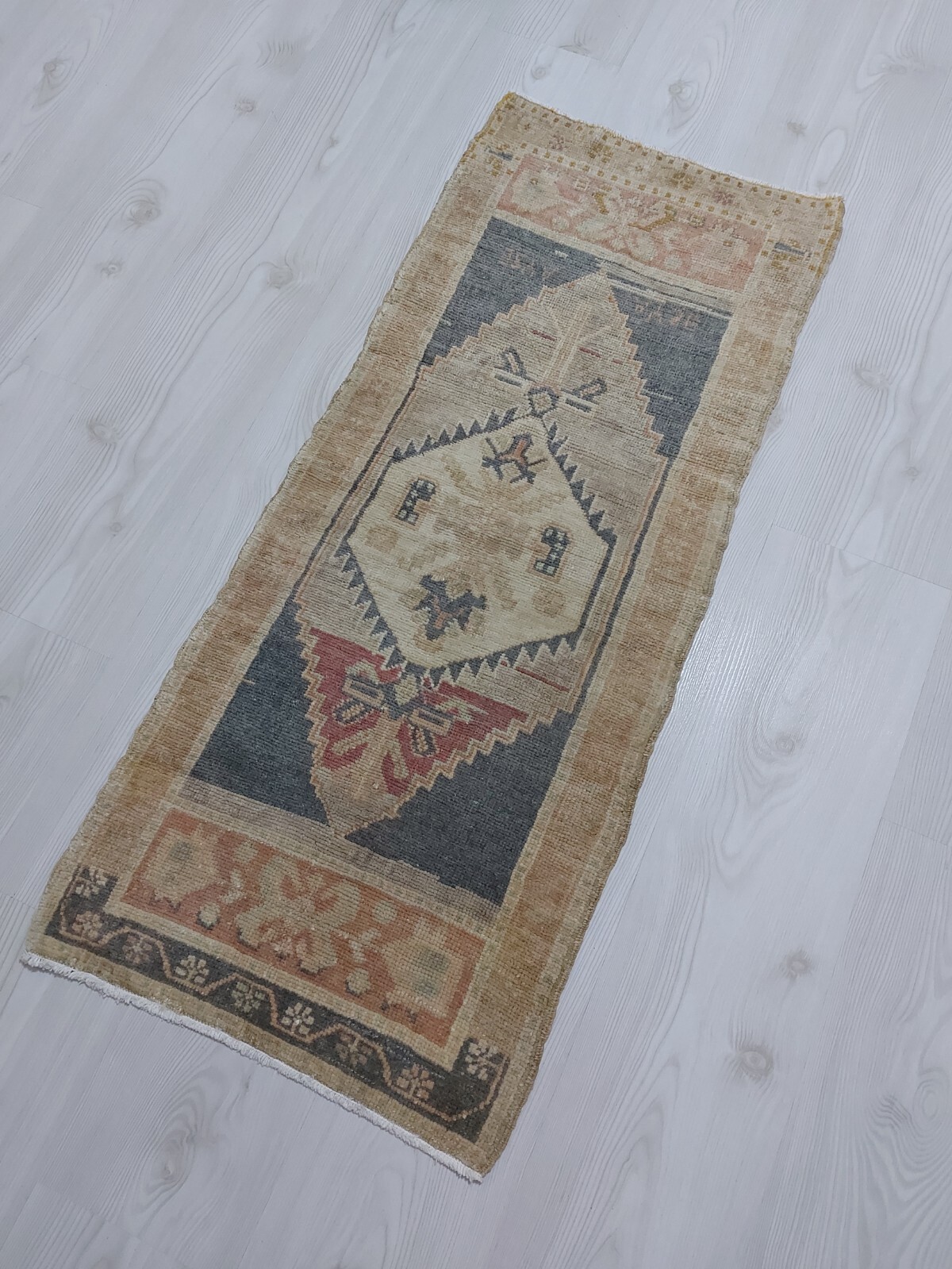 Alfombra tradicional bohemia hecha a mano alfombra de yoga alfombra de cojín de coche alfombra de 1,60 x 3,64 pies