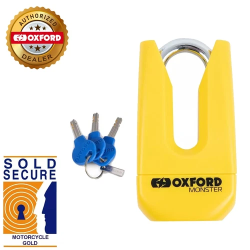 OXFORD OF36M Security Monster Ultra Strong Motorrad Motorbike Gelb Scheibenschloss