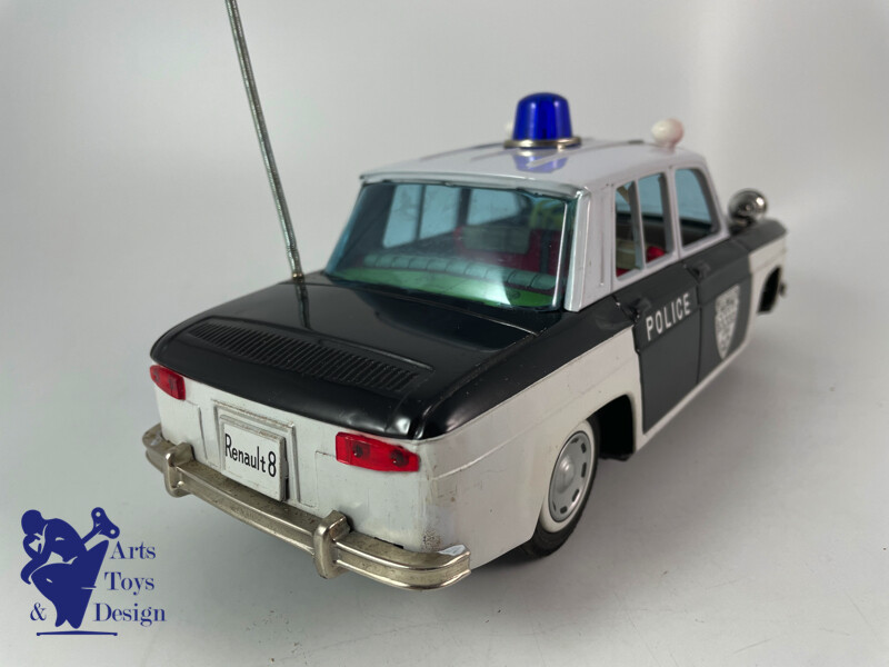 JOUET ANCIEN ICHIKO RARE RENAULT 8 POLICE TIN BATTERY OP JAPAN