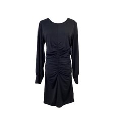 19 COOPER Women's Dress Mini Body Con Rouched Long Sleeve Medium Black NWT