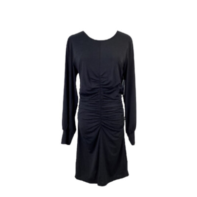19 COOPER Women's Dress Mini Body Con Rouched Long Sleeve Medium Black NWT 