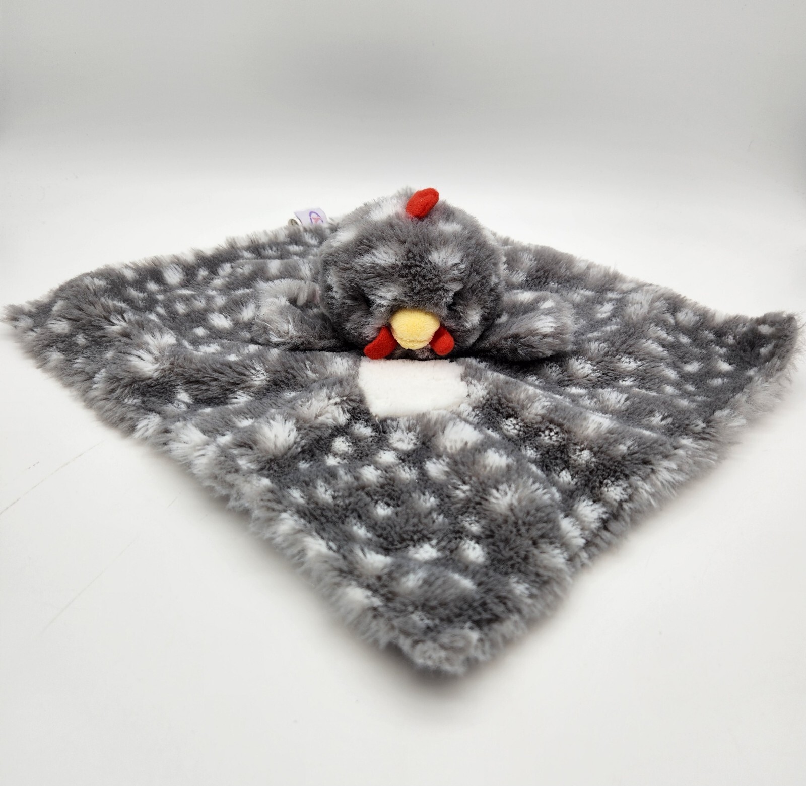 Mary Meyer Chicken Lovey Security Blanket Spotted Gray White Rooster Plush Baby