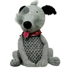 2008 FAO Schwarz Kramer Dog Broadway Barks Gray Plush Stuffed Animal Red Bandana