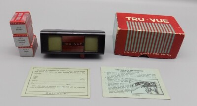 Tru-Vue Viewer + 3 Film Strips In Original Box Blondie Banff Carlsbad Caverns
