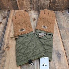 UGG WOMENS ALL WEATHER UGG FLUFF MODULAR GLOVE SIZE M  BURNT OLIVE