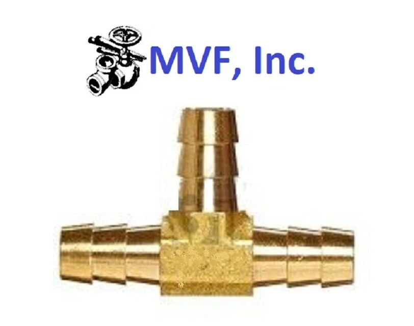 Hose Barb Tee for 3/8" ID Hose Brass 3-Way Fitting Fuel Water (5-Pack) <HBT2-06 - Image 2 of 4