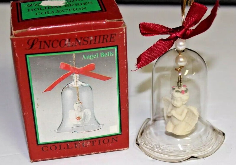 Vintage Lincolnshire Holiday Series Collection Angel Glass Bell Christmas Retro