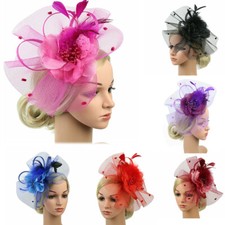 Women Fascinator Hat Cocktail Tea Party Headband Wedding Mesh Flower Hair Clip