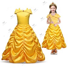 Girls Belle Princess Fancy Dress Layered Party Birthday Cosplay For 3-8 Year Old