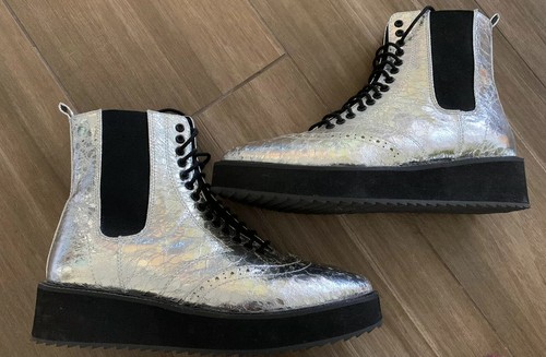 SHELLYS LONDON Silver Crinkle Leather 