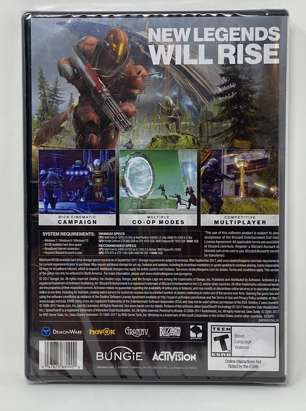 NEW Destiny 2 PC Standard Edition Windows 7 8 or 10 Video Game Sealed ...
