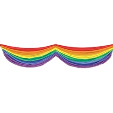5' Foot Rainbow Pride Flag Adjustable Fabric Bunting Party Banner. Gay  Lesbian