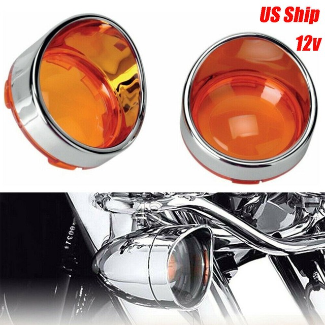 2x Bullet Turn Signal Light Lens Cover Bezels Visor For Harley Softail