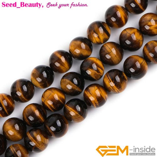 Round Natural Yellow Tiger's Eye Gemstone Beads For Jewelry Making Strand 15" - 第 4/63 張圖片