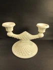 Vintage Milk Glass Hobnail Double Candle Holder