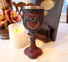 Stainless Steel & Resin Winged Double Dragons Gothic Wine Cup Goblet Chalice