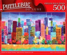 Colorful City Skyline Painting - 500 Pieces Deluxe Jigsaw Puzzle