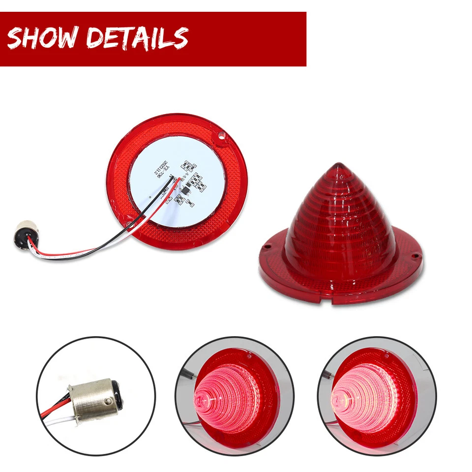 2 PIEZAS Luces de freno traseras LED rojas 1960-1961 Impala Bel Air Biscayne El Camino Foto 4 de 4