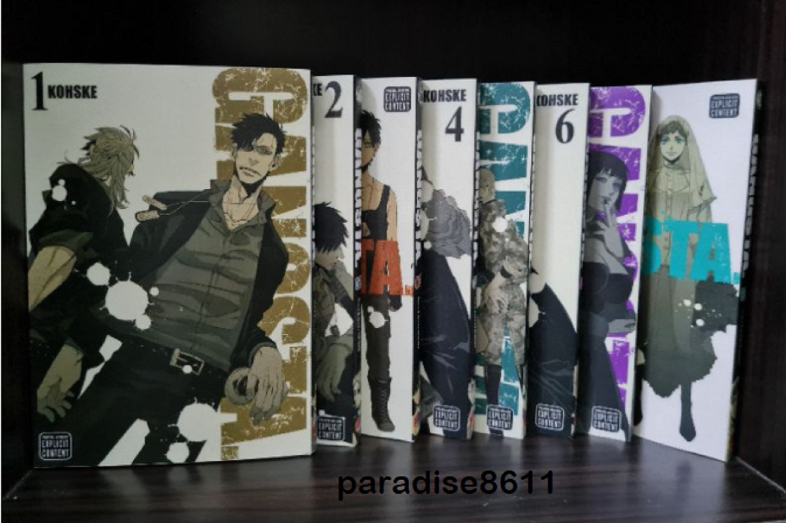 Libro de historietas inglés Gangsta manga volumen 1-8 de Koshke-DHL Express