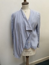 1980s Joyce Ridings Pale Blue Linen Jacket Shoulder Pads. Size 10-12  Lagenlook 