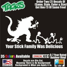 Godzilla Stick Family Funny Diecut Vinyl Window Decal Sticker Car Truck Suv Jdm