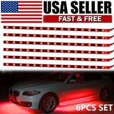 6PCS 12V 12" 15SMD Flexible Waterproof LED Strip Light For Car Truck Boat Red