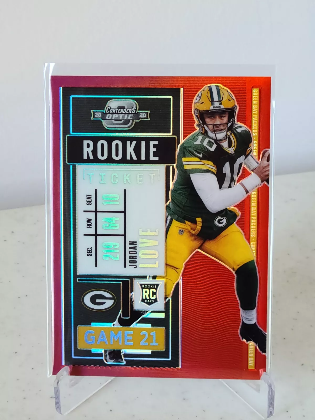2020 Contenders Optic Jordan Love Red Prizm Rookie Ticket RC /125 #83 Packers