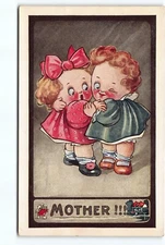Mother Kute Kiddies Boy Hugging Unwilling Girl 635 Vtg DB Postcard Posted 1911