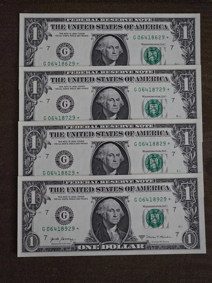 Lot of 4 $1 star notes UNC G06418629* G06418729* G06418829* G06418929*  ungraded - Image 3 of 3