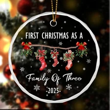 Family Christmas Ornament 2025, Gifts for Our First Christmas as Family of Three