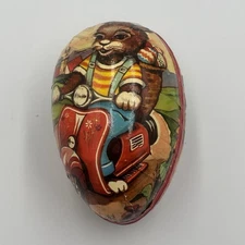 Vintage West German Paper Mache Easter Egg Candy Container Easter Bunny
