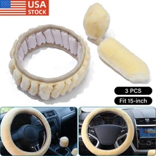 Luxury Fluffy Winter Car Steering Wheel Cover Set Stretch-on Cute for Women Girl