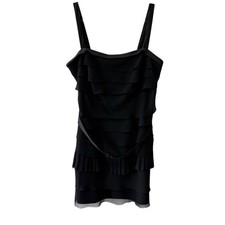 White by Vera Wang Multi Tier Sleeveless Crepe Chiffon Dress Black Size 18