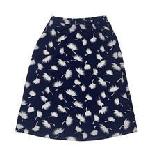 Old Navy Dandelion Print Linen Blend Pull On Midi Skirt Navy Blue Sz Small Tall