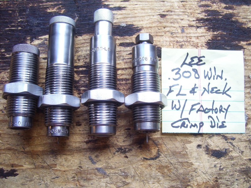 Lee .308 Win. Neck & FL Reloading Dies w/ a factory crimp die.