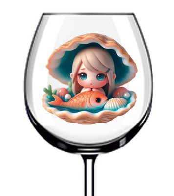 12x bunte schlafende Meerjungfrau Vinyl Aufkleber Abziehbild Becher Weinglas Flasche Auto