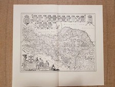 Carta geografica Eboracensis North-Riding of York Shire UK 1662 Blaeu Ristampa