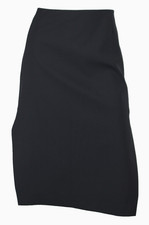 PRADA 2018 Midnight Blue Woven Dual Side Slit High-Waisted Pencil Skirt 44
