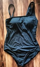 Jantzen One Piece Swimsuit Sz 6 Black One Shoulder Minimalist Ruched Padded